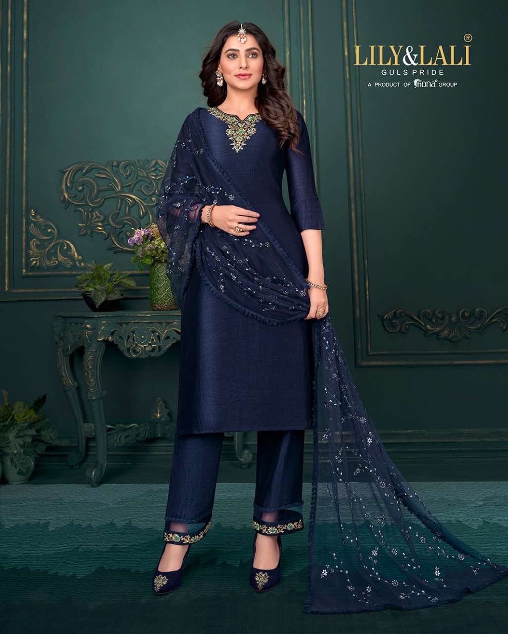 Lily & Lali-Maria 9-Silk-Handwork-Kurti-Inner-Silk-Pant-Sequence-Embroidery-Work-Dupatta-10205